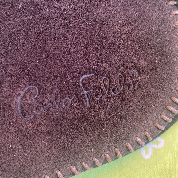 Vintage CARLOS FALCHI brown/black/tan suede crossbody bag - Picture 3 of 10